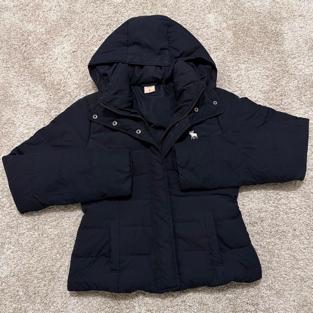 Y2K Vintage Abercrombie & Fitch Hooded Down Puffer Jacket | Navy Blue | Medium